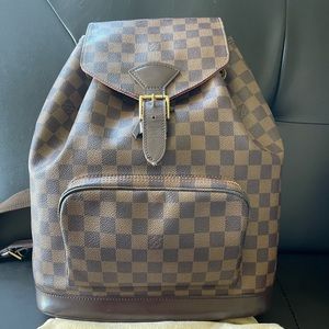Rare! Auth Louis Vuitton Damier Ebene Montsouris GM (Special Order Only)